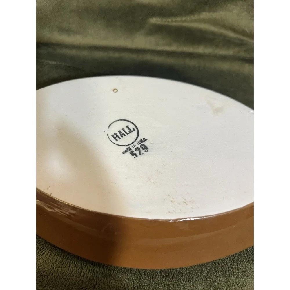 Vtg Hall Oval Brown Baking Dish # 529  Made in USA‎ preowned (1923)